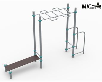 Воркаут рукоход с брусьями и лавкой для пресса