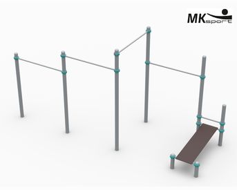 Воркаут скамья для пресса с четырьмя турниками